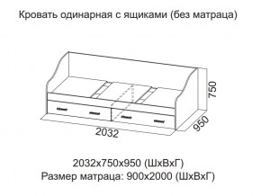 Кровать одинарная с ящиками (Без матраца 0,9*2,0) в Нижней Туре - nizhnyaya-tura.магазин96.com | фото